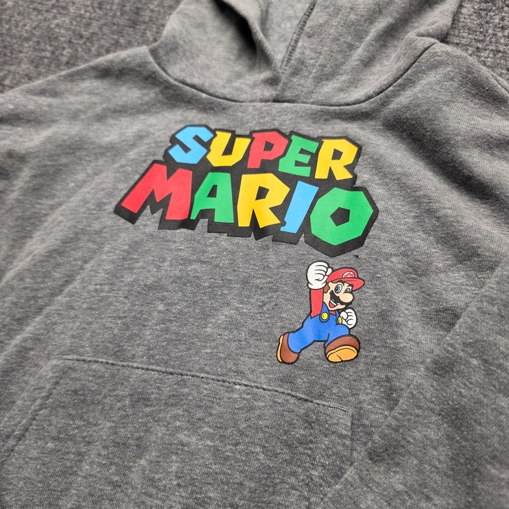 Old Navy Kids Super Mario Hoodie Size XS 5 Gray Nintendo Pullover Sweatshirt